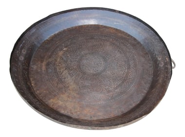 Asian Hammered Metal Bronze Oversized Urli Vessel with Handles South India