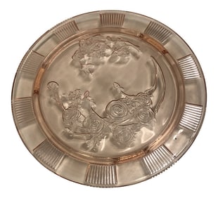 Depression Period Pink Glass Roses Pattern Cake Stand