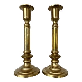 Vintage Neoclassical Brass Candlesticks by Andrea by Sadek a Pair