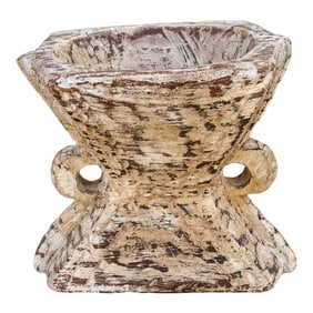 Wooden Carved Tribal Candle Holder-Rana