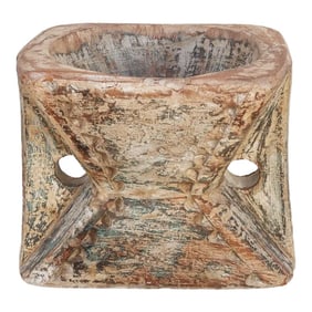Wooden Carved Tribal Candleholder-Kira