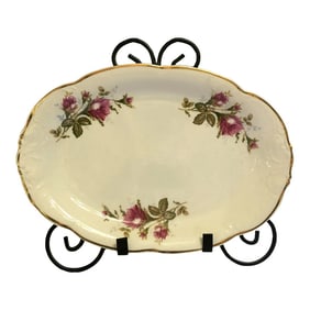 Mid 19th Century Platter by Wawel, Poland, Moss Rose Pattern