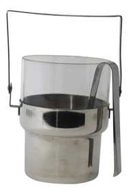 Vintage Postmodern Inox and Glass Ice Bucket