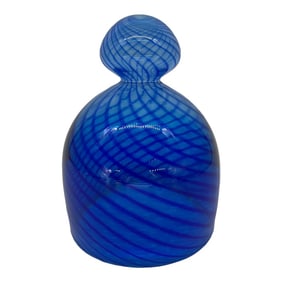 Venetian Reticello Designed Blue Glass Cheese Dome or Butter Cover