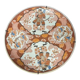 Early 20th Century Meiji Period Japanese Samurai Enamel Decorated Charger