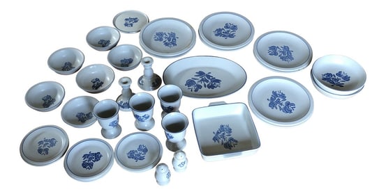 1970s Vintage Blue Floral Americana Serving Set - 32 Pieces