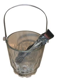 1970s Italian Crystal & Silver Ice Bucket