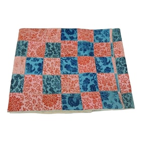 Large Antique Blue and Pink Patchwork Velvet Table Runner