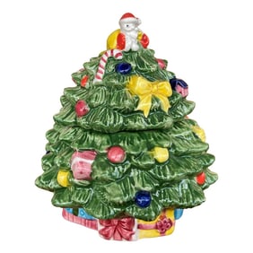Vintage Ceramic Christmas Tree Box / Candy Dish