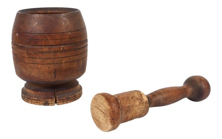 Wooden African Mortar and Pestle