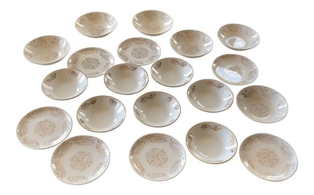 Vintage Ceramic Gilded Flowers Bride Collection - Set of 20