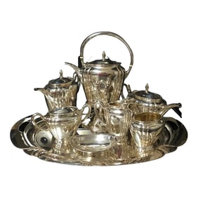 Antique International Sterling Silver "Orchid" Pattern Tea Service- 9 Pieces