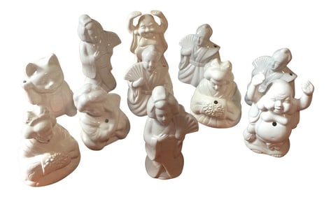 Vintage White Ceramic Tiki Cups** - Set of 11