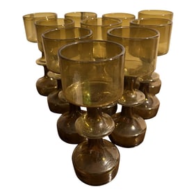 Circa 1963 Vintage Kaj Franck for Nuutajarvi Notsjo Smokey Glasses- Set of 10