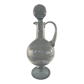 Vintage 1980s Etched Crystal Decanter With Handle and Stopper