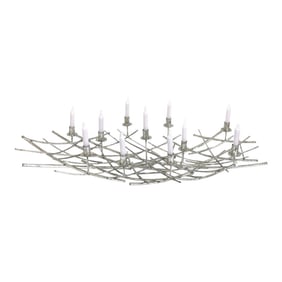 Late 20th Century 12 Light French Modern Kinetic Silvered Metal Candelabra Centerpiece