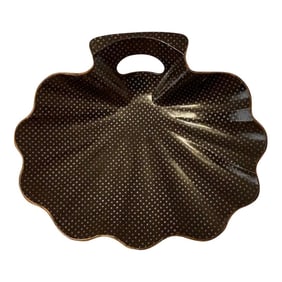 Antique Japanese Papier Maché Black Lacquer Shell Dish Decorated With Stars Chinoiserie Bowl