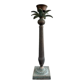 Vintage Bronze and Verdigris Extra Tall Palm Tree Candleholder