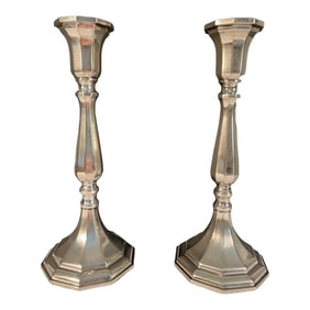 Mid 20th Century Vintage Sheffield Italian Silverplated Candle Holders / Candlesticks - a Pair