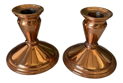 1970s Classical Copper Candleholders - a Pair