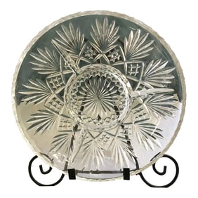 Antique Cut-Glass Large Divided Glass Platter/Dish/Tray