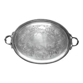 Huge Silver Plated Tray Marked "Rogers Smith & Co., New Haven, Conn.", Probably 1800s