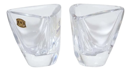 Crystal Glass Set by Val Saint Lambert of Belgium - A Pair