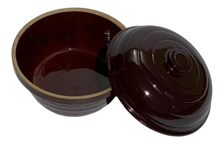 Mid 20th Century MarCrest Oven Proof Stoneware Daisy & Dot Covered Casserole/Dutch Oven