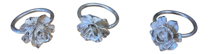 1970s Silver Floral Napkin Ring Holders - Set of 3
