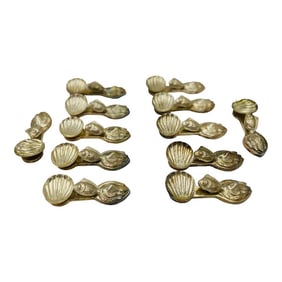 Set of 12, Buccellati Style Italian Silvered Fish / Shell Form Individual Salts