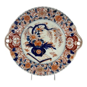 Antique Japanese Imari Decorated Pierced Handled Platter