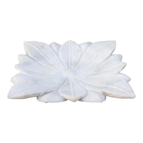 Carved Floral Motif Marble Tray