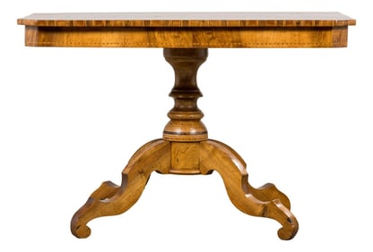 19th Century Italian Napoleon III Style Inlay Walnut Sorrento Pedestal Table