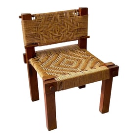1960s Mini Boga for Taaru, Teak & Woven Rope Occasional Chair