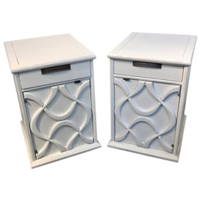 Mid 20th Century Moderage Sculptural Parzinger White Lacquered King Size Nightstands - a Pair