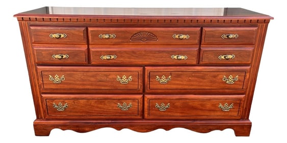 Broyhill Chippendale 7-Drawer Cherry Long Dresser