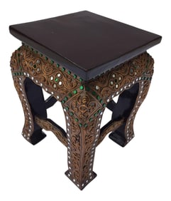 20th Century Asian Small Low Wooden Gilded Table Stand