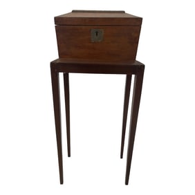 Antique 19th Century English Mahogany Humidor or Tea Caddy on Stand 37.5" H
