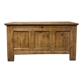 19th Century English Pitch Pine Coffer