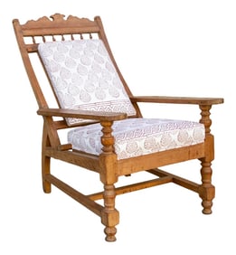 Antique Block Printed Teak Plantation Chair