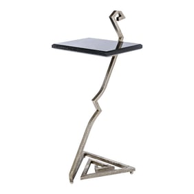 Postmodern Zigzag Granite and Steel Side Table, 20th Century