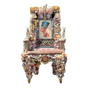 Vintage Boho Artisan Found Object and Shell Chair