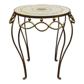 Mid 20th Century French Modern Gilt & Patinated Verre ?âglomisé Side Table, Style of