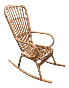 1970s Vintage Franco Albini Bamboo Rocking Chair**