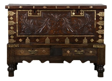 18th Century Dutch Colonial Rosewood Chest W/ Brass Mounts
