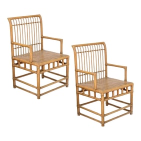 Pair Italian Large Bamboo & Rattan Chairs
