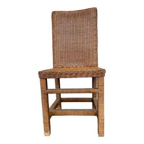 Mid 20th Century Vintage Brown Wicker Side Chair