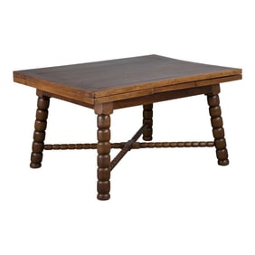 Antique Spanish Country Mixed Wood Extendable Dining Table