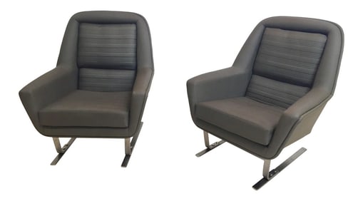 1970s Vintage Augusto Bozzi Style Modernist Cantilever Club Lounge Chairs - a Pair