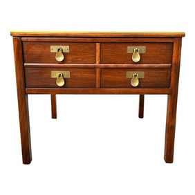 1970s Mid Century Hollywood Regency Campaign Style End Table by Imperial